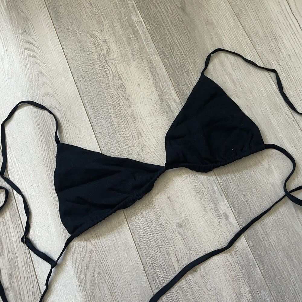 Reformation Bikini Top triangle spaghetti womens Black (size 4) ecovera beach